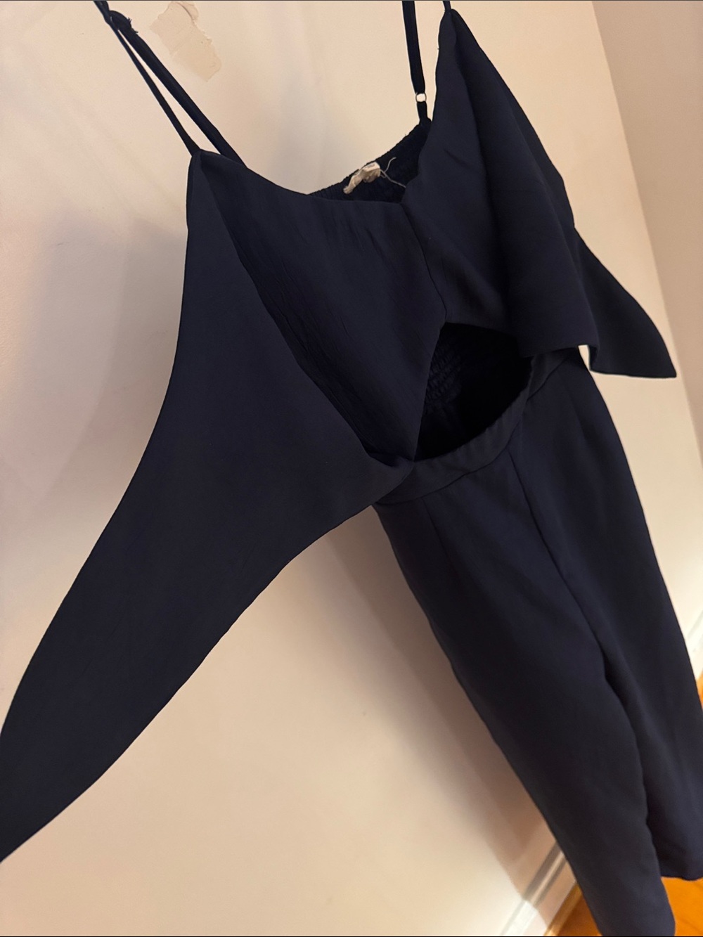 Main Strip Navy Jumpsuit - Elastic back, Open Front - Picture 6 of 6